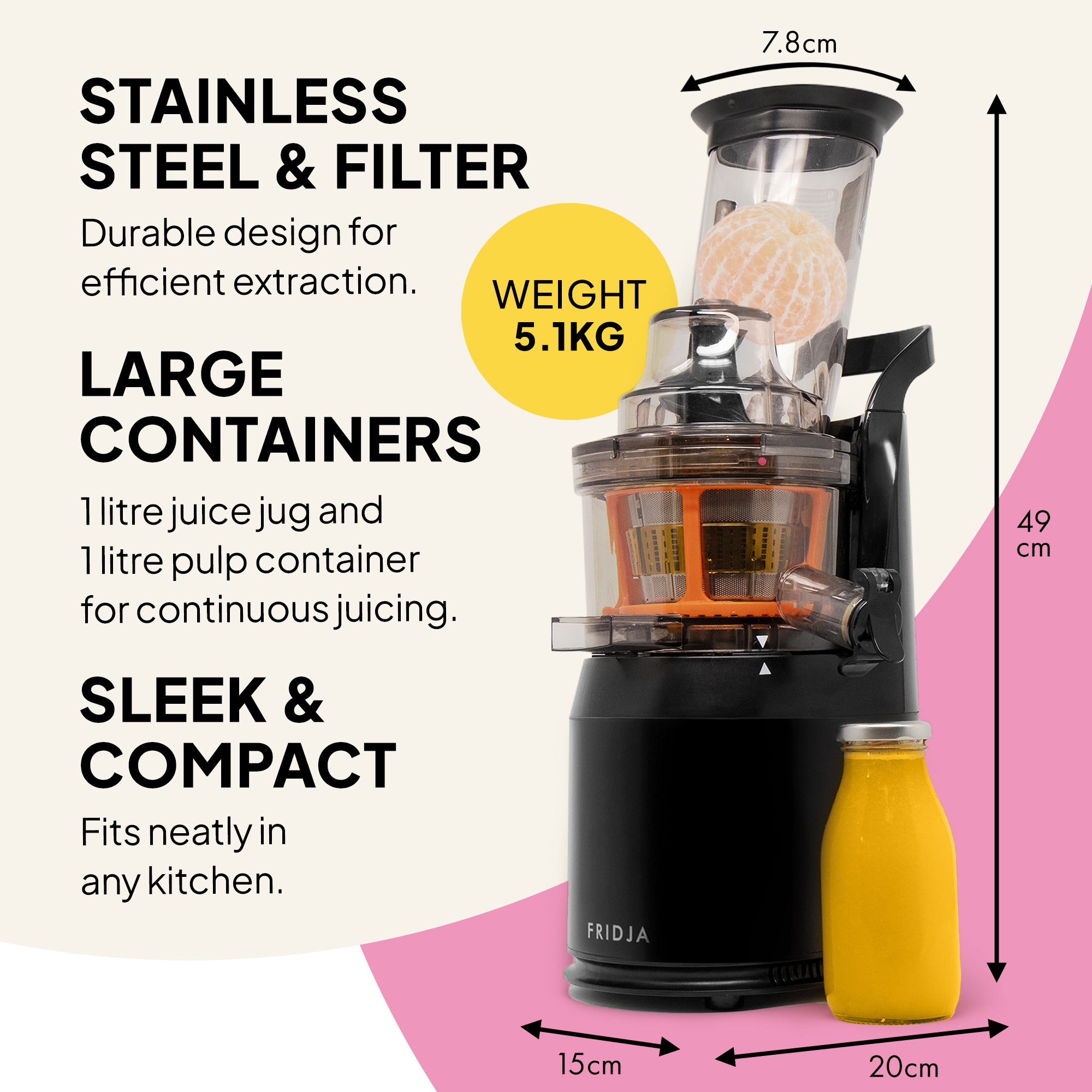 f1900 Whole Fruit Juicer | Cold Press Juicing | Fridja