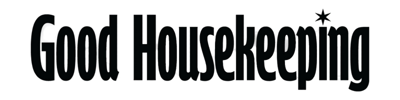 The image shows the Good Housekeeping logo in bold, black letters with a small star above the last g on a light gray background.
