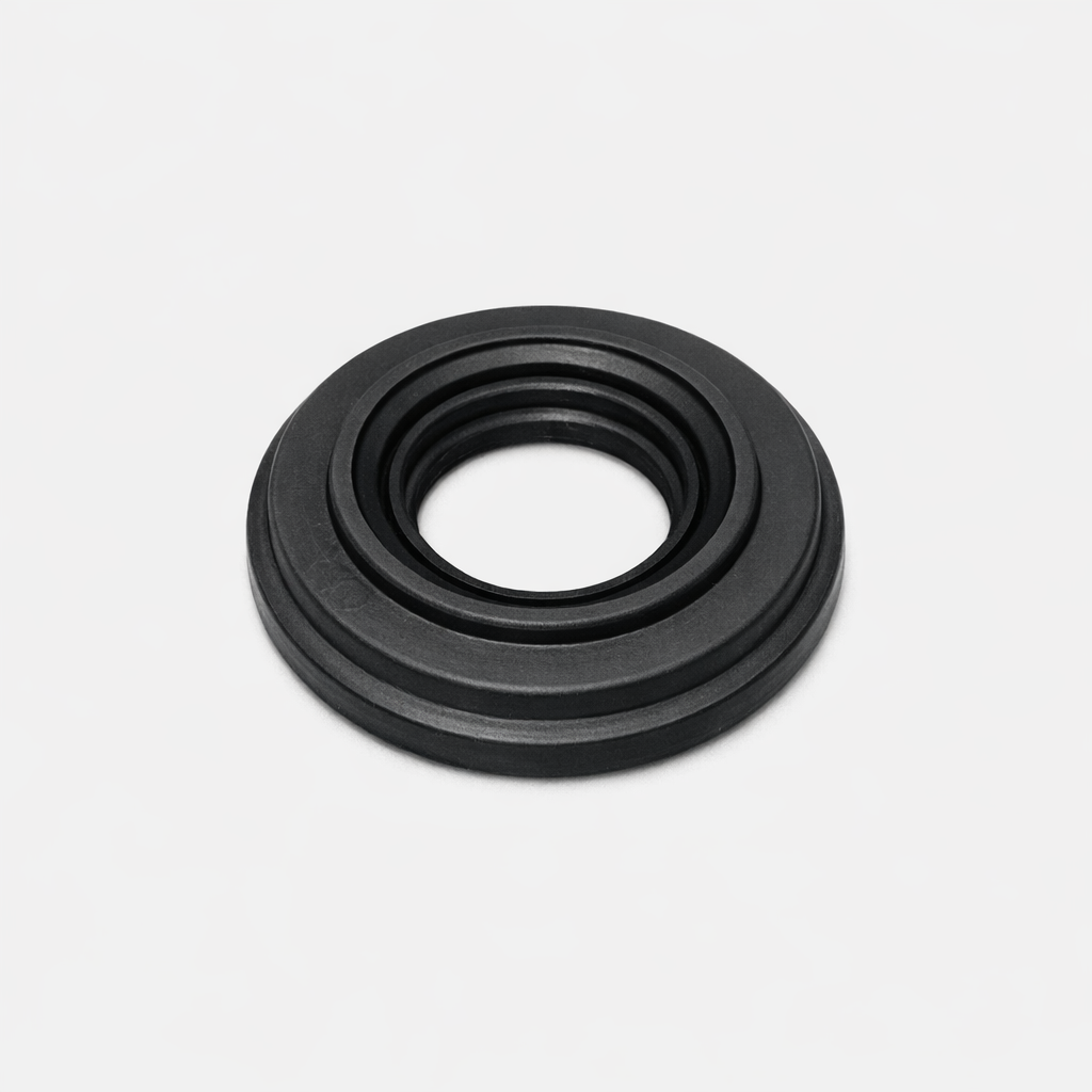 A Fridja f2500 Seal Ring, black with concentric ridges and made of rubber, designed for the F2500 juicer bowl, is shown on a plain white background.