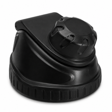 A black plastic screw-on gas cap with a textured grip and raised twist knob, shown on a white background—perfect as a Fridja f500 Lid replacement part.