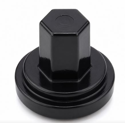 A black, hexagonal Fridja f800 cover oil filter wrench socket with a wide base, perfect for juicer replacement or working with f800 cover parts, shown on a white background.