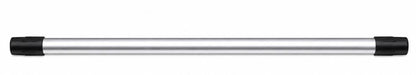 A long, cylindrical metal tube with black end caps, displayed on a white background—perfect as a Fridja f1200 Pole with end caps replacement part for your clothes steamer.